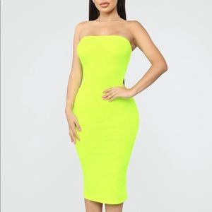 Rhianna Tube Dress - Neon Lime